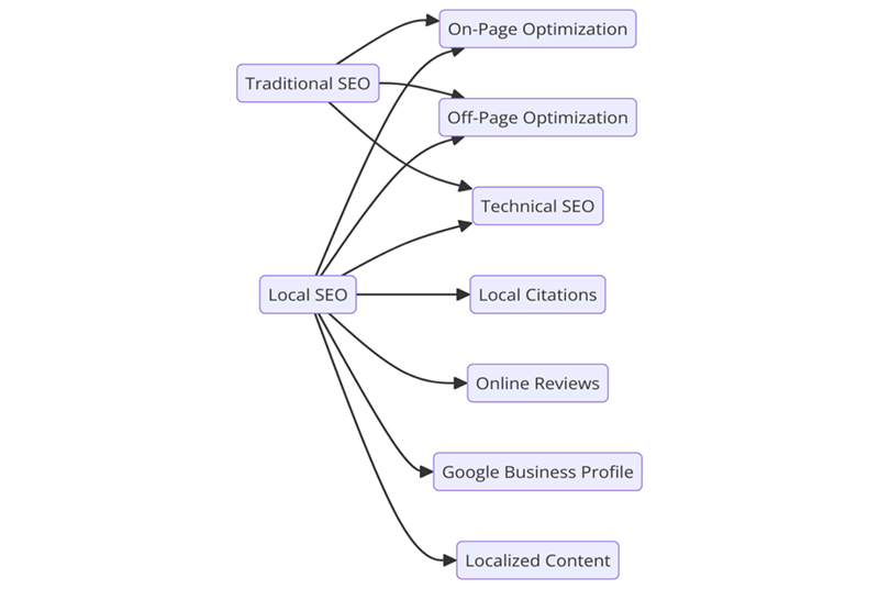 Diagram of Local SEO and Traditional SEO